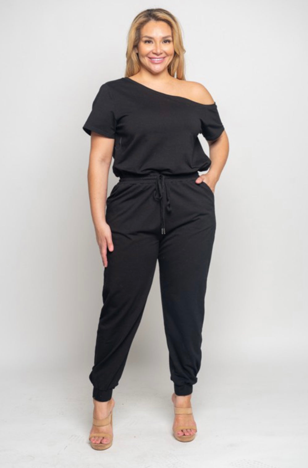 Off Shoulder Jogger Jumpsuit