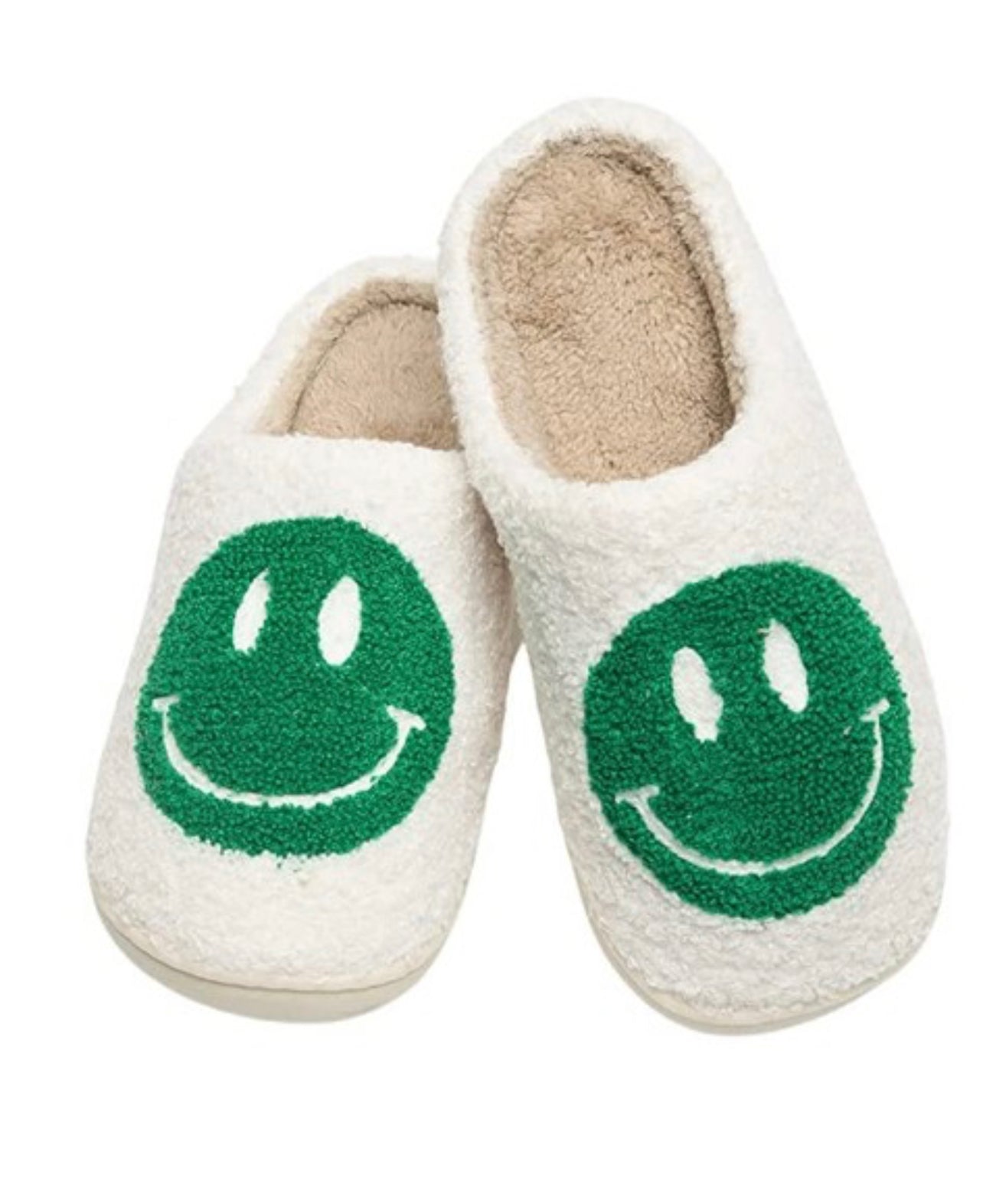 Smiley Face Slippers White/Green